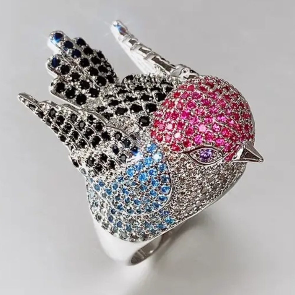 Elegant Multicolor Bird Ring - Picture 2 of 3